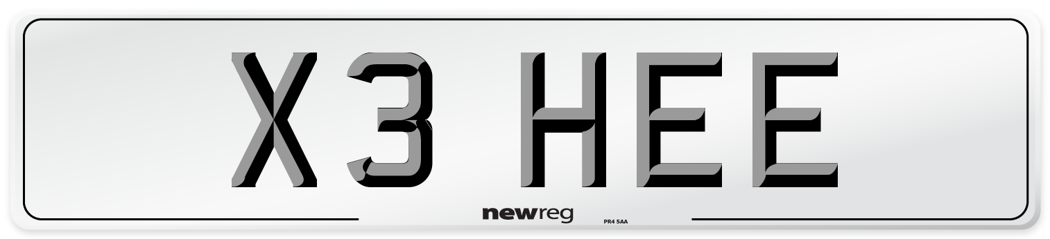 X3 HEE Number Plate from New Reg
